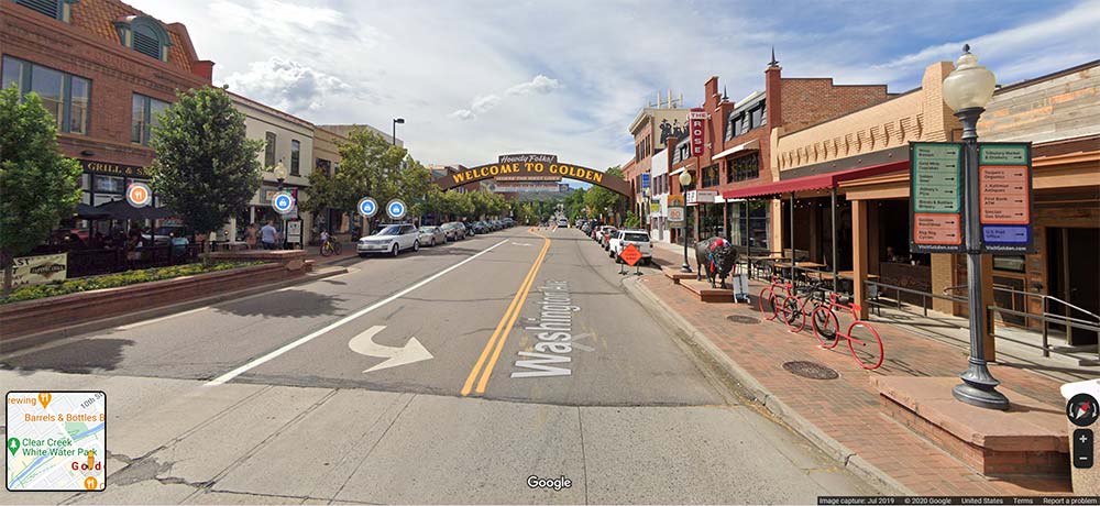 street view of downtown Golden, Colorado