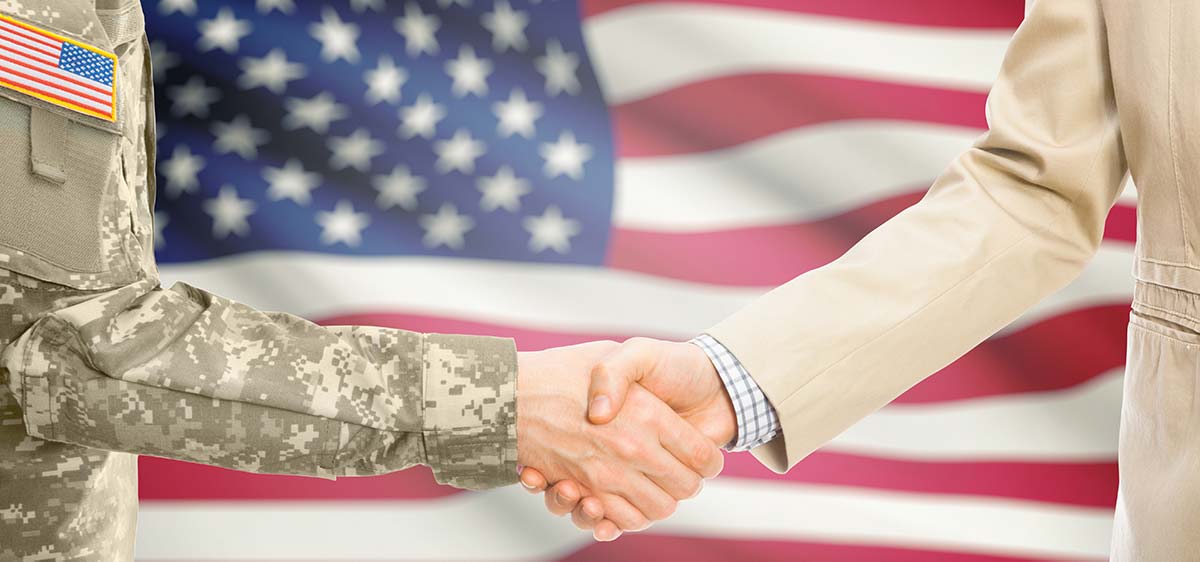 Handshake with American Flag