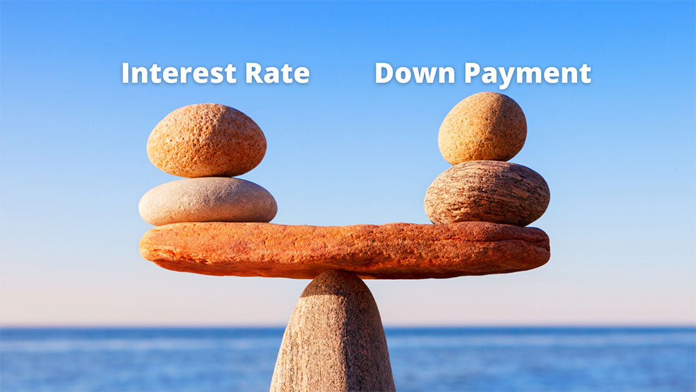 Rocks balancing on each other to represent a scale as though you are weighing the options between down payments and interest rates.